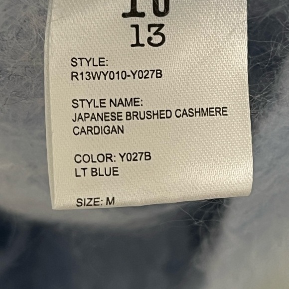 R13 Japanese Brushed Cashmere Cardigan - Light Blue. Size medium - Picture 11 of 14